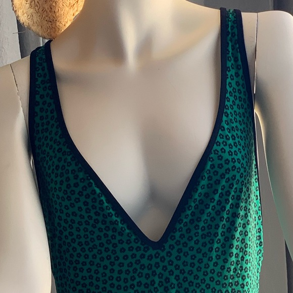 Diane Von Furstenberg Green & Navy V‑Neck One‑Piece Swimsuit - Picture 6 of 11